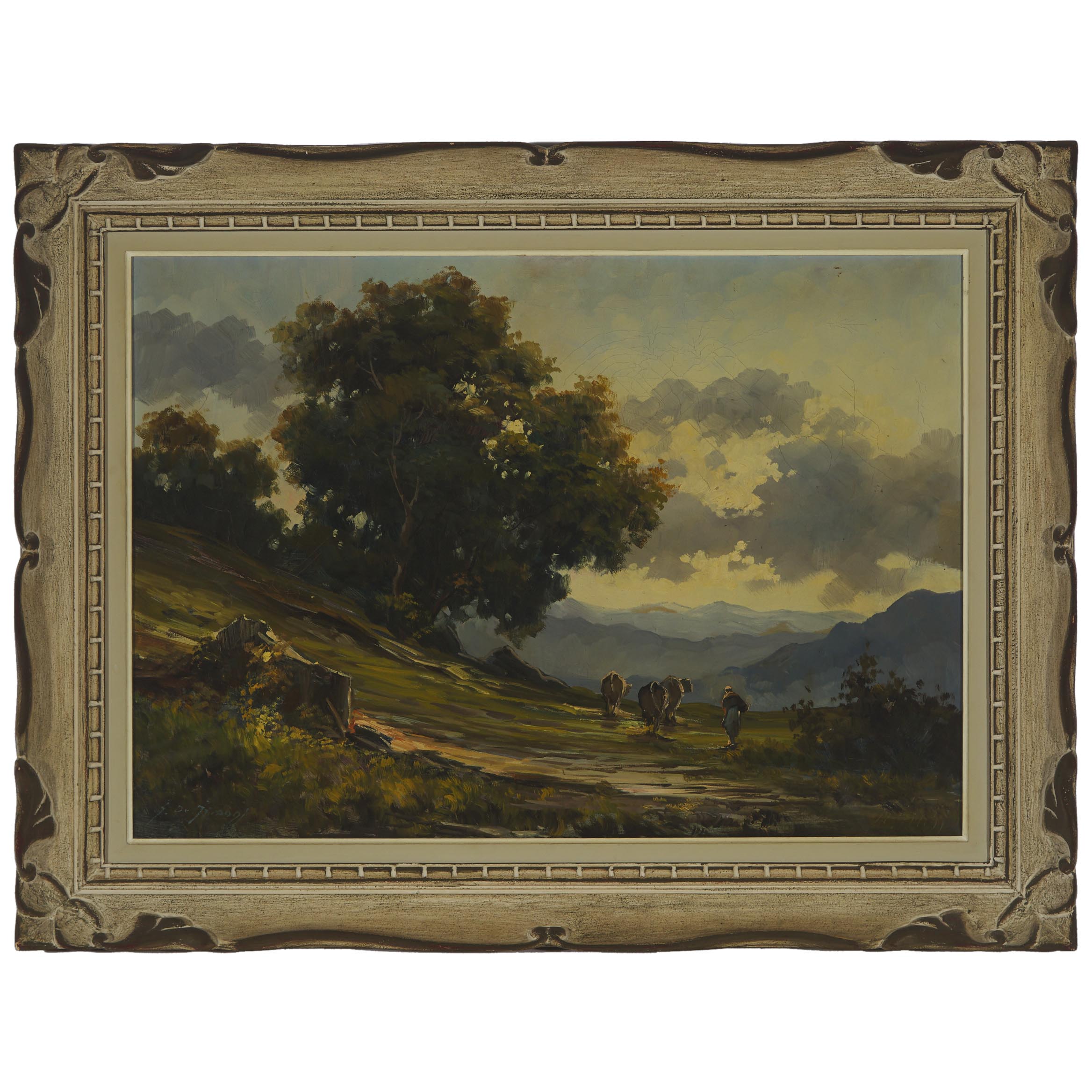 Guy de Simone (20th Century), RITORNO ALLA MALGA (HERDER GOING UP A HILL), Oil on canvas; signed low - Image 2 of 5