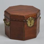 Large Georgian Mahogany Octagonal Tobacco Caddy, late 18th century, 6.1 x 8 x 8 in — 15.5 x 20.3 x 2