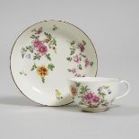 Derby Flower Painted Cup and Saucer, c.1765-70, saucer diameter 5 in — 12.8 cm