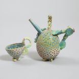 Diane Nasr O'Young (Canadian, b.1944), Teapot Sculpture and Cup, 1988, teapot height 6.6 in — 16.7 c