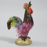 Murano Coloured Glass Rooster, probably AVEM, mid-20th century, height 12.6 in — 32 cm