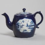 Lowestoft Powder Blue Ground Teapot, c.1770-75, height 4.7 in — 12 cm