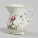 Worcester Polychrome Chinese Garden Sparrow Beak Cream Jug, c.1753-55, height 2.8 in — 7 cm