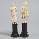 Pair of French Carved Ivory Courting Figures, probably Dieppe, 19th century, tallest height 10.25 in