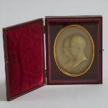 Cased Oval Wax Portrait Medallion of a William IV and Adelaide of Saxe-Meiningen, c.1830, 6.75 x 5.5