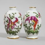 Pair of Samson 'Chelsea' Exotic Bird Fluted Vases, c.1900, height 7.7 in — 19.6 cm (2 Pieces)