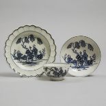Pennington's Liverpool 'Lady and Servant' Pattern Plate, Tea Bowl and Saucer, c.1780-85, plate diame
