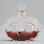 'Deux Fleurs', Lalique Moulded and Partly Frosted Perfume Bottle, post-1945, height 3.5 in — 9 cm