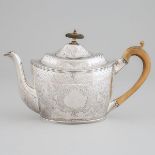 George III Silver Oval Teapot, Peter, Ann & William Bateman, London, 1800, height 7.1 in — 18 cm