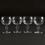 'Barr', Four Lalique Wine Glasses, post-1945, height 5.4 in — 13.6 cm (4 Pieces)