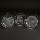 Three Lalique Annual Collector's Plates, 1971/73/74, diameter 8.3 in — 21 cm (3 Pieces)