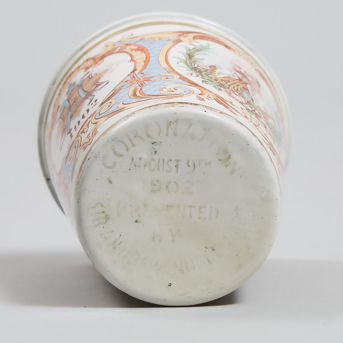 English Enamelled Copper Cup Commemorating the Coronation of Edward VII, 1902, height 0.4 in — 1 cm - Image 5 of 5