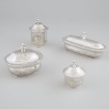 Portuguese Silver Toilet Set, Porto, 19th century, largest length 8.4 in — 21.3 cm (4 Pieces)