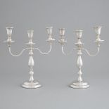 Pair of English Silver Three-Light Candelabra, Argyll Silver, Birmingham, 1985, height 13.5 in — 34.