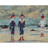 John Morris (1920-1991), SHIPWRECKED CLOWNS, 1974, Oil on canvas; signed and dated 74 lower right, t