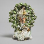 Chelsea-Derby Bocage Figure of a Shepherd, c.1775, height 9 in — 22.8 cm