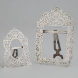 Two Engraved Silver Strut Photo Frames, probably Armenian, early 20th century, height 7.8 in — 19.7