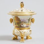 Derby Topographical Potpourri Vase and Cover, c.1815, height 7.6 in — 19.3 cm