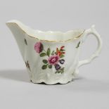 Worcester Flower Painted 'Low Chelsea Ewer' Cream Boat, c.1775, height 2.6 in — 6.7 cm