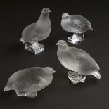 'Perdrix Inquiète', 'Perdrix Debout', and 'Perdrix Couchée', Four Lalique Moulded and Frosted Glass