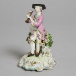 Derby Candlestick Figure of a Boy with Dog, c.1770-75, height 7 in — 17.7 cm