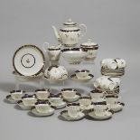 Flight and Barr Worcester Blue and Gilt Decorated Fluted Tea Service, c.1790-1800, teapot height 6.4