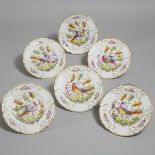 Six Samson 'Chelsea' Exotic Bird Plates, c.1900, diameter 8.5 in — 21.7 cm (6 Pieces)