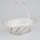 George III Silver Pierced Oval Cake Basket, Charles Aldridge & Henry Green, London, 1773, length 13.
