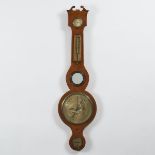 English Mahogany Wheel Barometer, c.1850, height 38 in — 96.5 cm