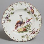Derby Bird Painted Feather Edged Plate, c.1760-70, diameter 8.1 in — 20.7 cm