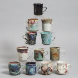 Kayo O'Young (Canadian, b.1950), Twelve Mugs, 1982-2006, largest height 3.6 in — 9.2 cm (12 Pieces)