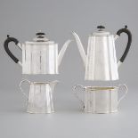 English Silver Tea and Coffee Service, Ellis & Co., Birmingham, 1923, coffee pot height 9 in — 22.8