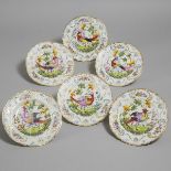 Six Samson 'Chelsea' Exotic Bird Plates, c.1900, diameter 8.7 in — 22.2 cm (6 Pieces)