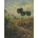 Unknown Artist (Active 1941), PALM TREES UP A HILLSIDE, 1941, Oil on canvas; signed indistinctly and