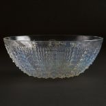 'Oursins', Lalique Moulded Opalescent Glass Bowl, 1930s, height 3 in — 7.6 cm, diameter 8.1 in — 20.