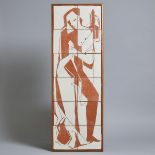 Brooklin Pottery Rectangular Tile Panel, Susan Harlander, c.1978, overall 36.5 x 12.9 in — 92.7 x 32