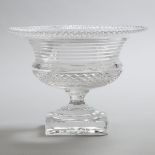 Anglo-Irish Cut Glass Pedestal-Footed Bowl, 19th/20th century, height 7.5 in — 19 cm, diameter 10.2