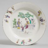 Bow Polychrome Chinoiserie Plate, c.1755-58, diameter 9.1 in — 23.1 cm