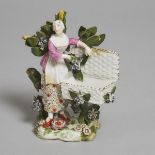 Chelsea Sweetmeat Basket Figure, c.1760-65, height 6.1 in — 15.5 cm