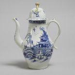 Lowestoft Blue and White Coffee Pot, c.1780, height 10.2 in — 26 cm