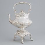 Victorian Silver Tea Kettle on Lampstand, Martin Hall & Co., Sheffield, 1856, height 17 in — 43.2 cm