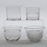 Four English Cut Glass Rinsing Bowls, 19th century, height 4.1 in — 10.5 cm (4 Pieces)