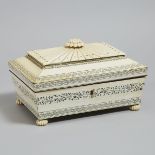 Anglo-Indian Ivory Veneered Sandalwood Work Box, Vizagapatam, mid 19th century, 8.25 x 13 x 9.75 in