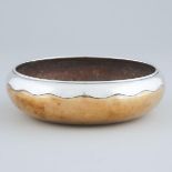 Arts and Crafts Hammered and Silver Mounted Copper Centrepiece Bowl, early-mid 20th century, 2.5 x 8