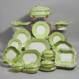 Bloor Derby Apple Green and Gilt Ground Dinner Service, c.1820, soup tureen width 14.2 in — 36 cm (1