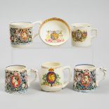 Six Coronation Souvenir Wares for Edward VIII and George VI and Elizabeth, 1936/7, height 3.25 in —