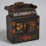 Japanese Black Lacquered Jewellery Cabinet, Meiji Period, c.1900, width 9.5 in — 24.1 cm