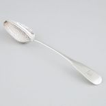 Indian Silver Fiddle Pattern Straining Serving Spoon, James Allan, Madras, c.1812-18, length 11.8 in