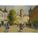 Antal Berkes (1874-1938), TOWN SCENE, BUDAPEST, Oil on board; signed lower right, 10 ins x 14 ins; 2