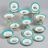 Minton Turquoise and Gilt Banded Dessert Service, c.1870-72, plates diameter 9.2 in — 23.3 cm (19 Pi
